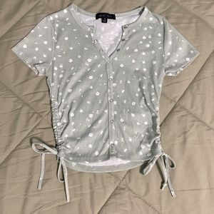 Faded Rose Button Up Ruched Dress Shirt